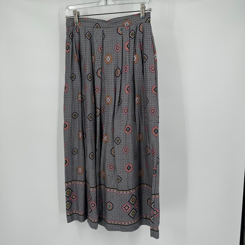 Womens Vintage Midi Skirt‎ Size 8 Cottagecore Prairie Boho Geometric Floral
